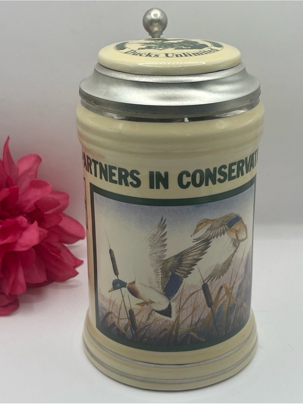 1992 Budweiser Ducks Unlimited Lidded Beer Stein Partners In Conservation